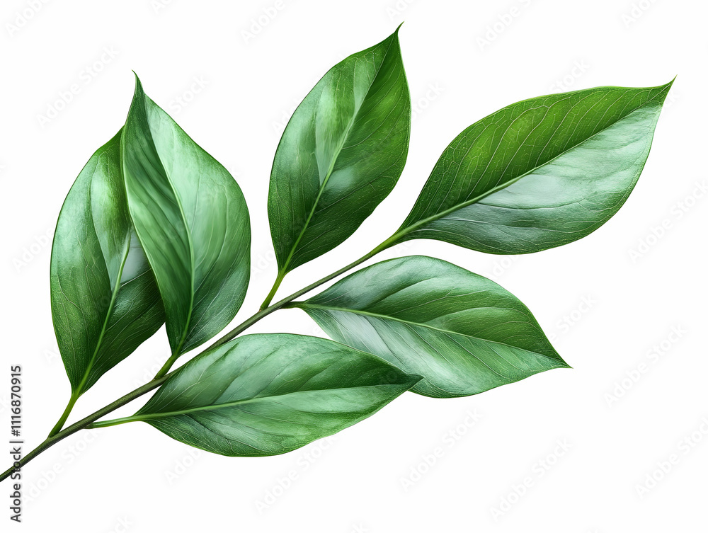 Fototapeta premium Vibrant Green Leaf Illustration Lush Tropical Foliage Botanical Image