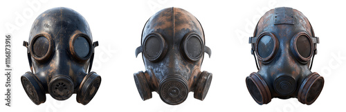 Vintage Gas Masks on Black Background Isolated on transparent background photo