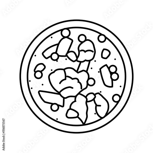 soup fish line icon vector. soup fish sign. isolated contour symbol black illustration