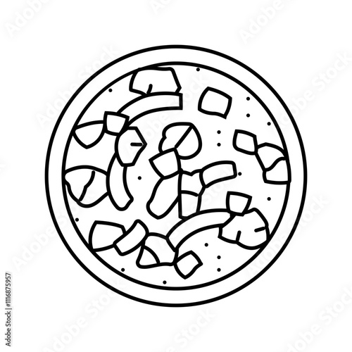 stew fish line icon vector. stew fish sign. isolated contour symbol black illustration