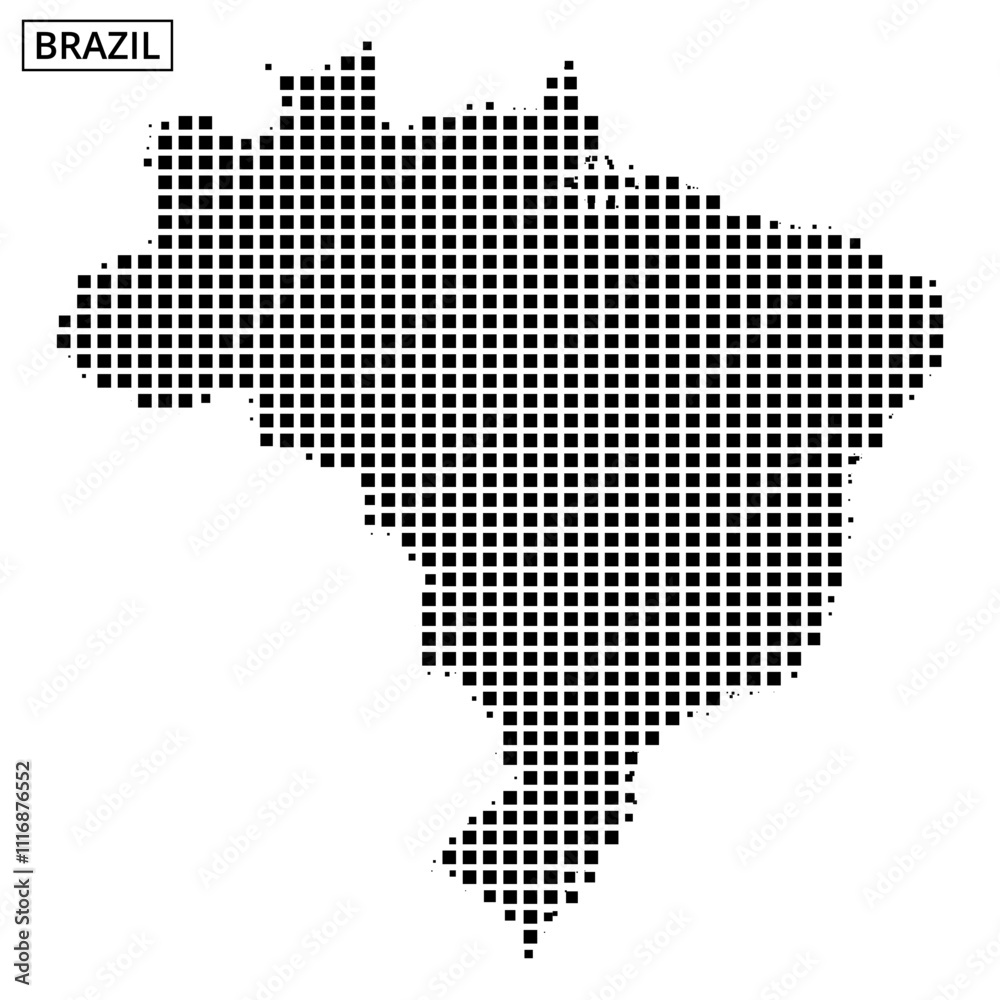Detailed map outline of Brazil with a dot pattern and a unique texture design Detailed map outline of Brazil with a dot pattern and a unique texture design