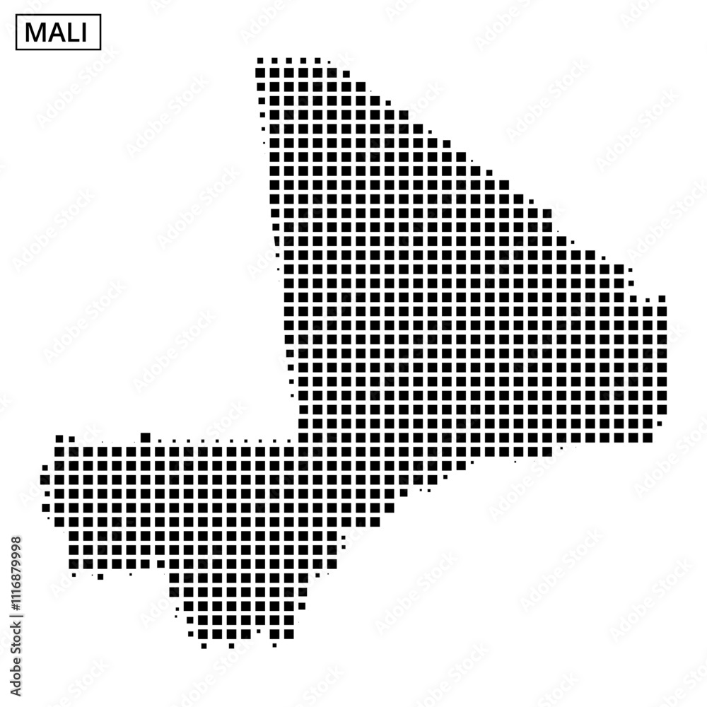Obraz premium Map outline of Mali showcasing geography in a minimalist design style