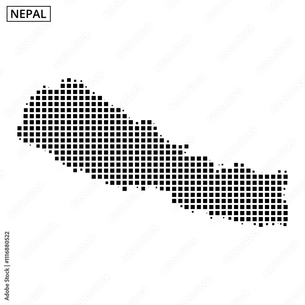 Fototapeta premium Map outline of Nepal with dotted texture against a subtle background