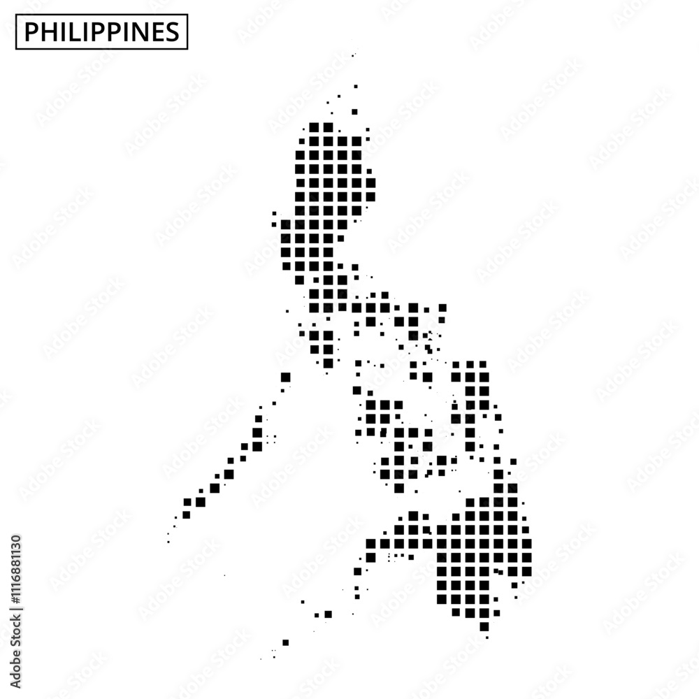 Obraz premium Outline of the Philippines in a dotted design with minimalist style for educational use