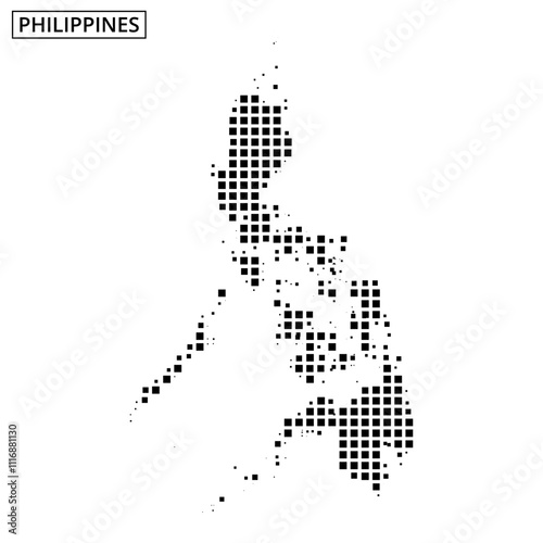 Outline of the Philippines in a dotted design with minimalist style for educational use