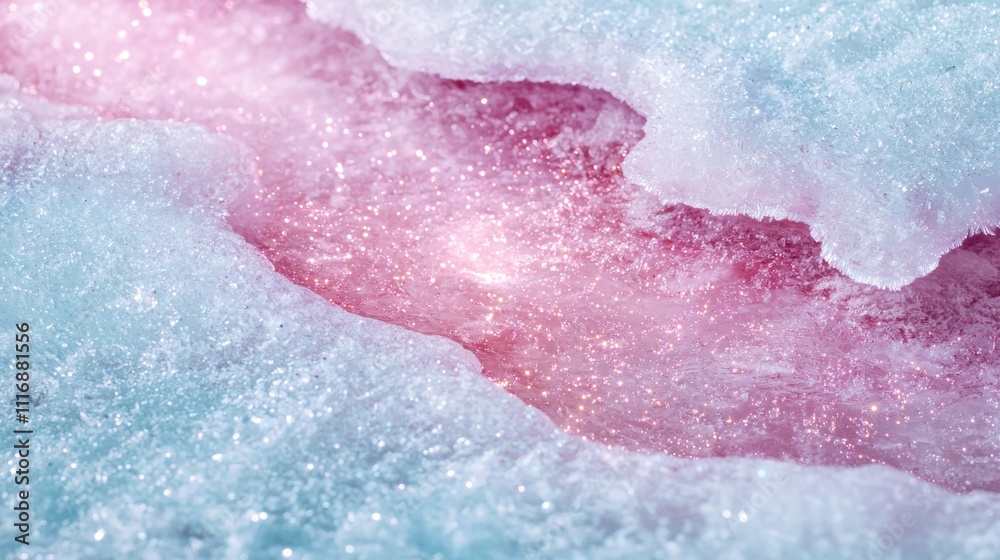 Fototapeta premium Sparkling pink and blue ice crystal abstract background