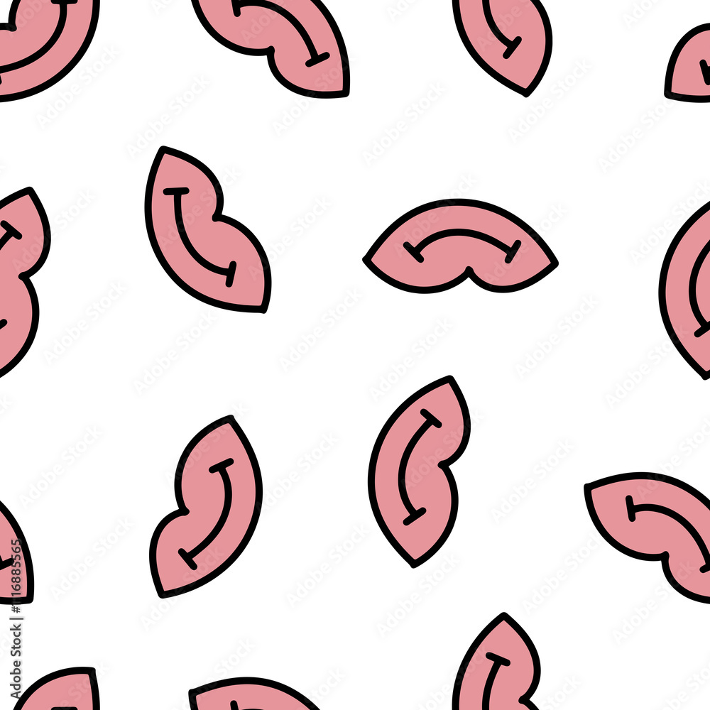 Fototapeta premium Print of Pink Lips Seamless Pattern. Pink Lips Love and Valentine Kiss Digital Paper.