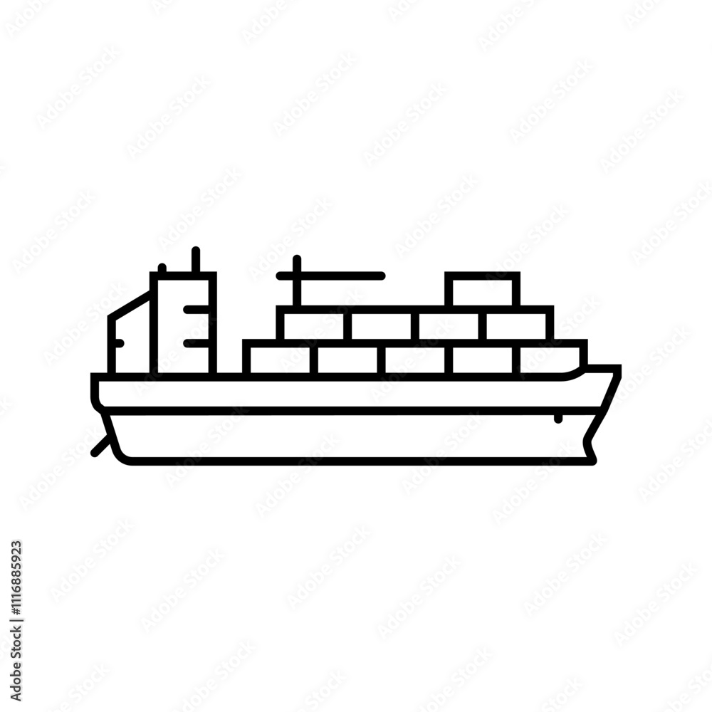container ship line icon vector. container ship sign. isolated contour symbol black illustration container ship line icon vector. container ship sign. isolated contour symbol black illustration