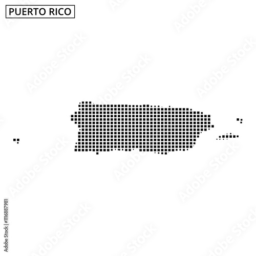 Artistic representation of Puerto Rico highlighting geographic features and islands