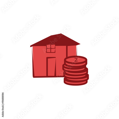 House and coins icon logo design inspiration template. Can also be used for real estate, property, land and buildings. Suitable for web apps, mobile apps and print media.