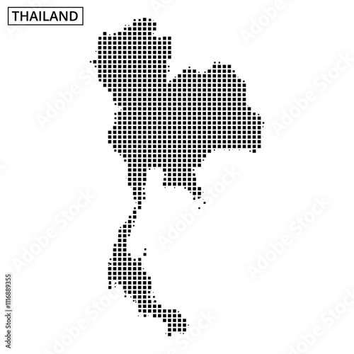 Map of Thailand with dotted pattern showcasing geographical outline and borders