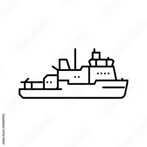 icebreaker ship line icon vector. icebreaker ship sign. isolated contour symbol black illustration
