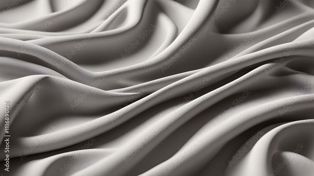 Obraz premium Draped grey fabric with soft folds and subtle textures.