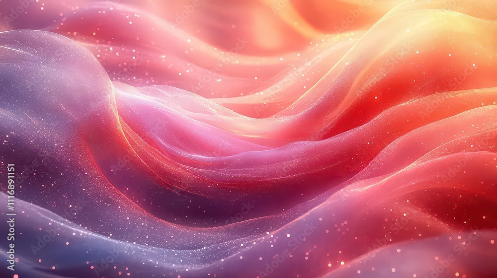 Abstract waves of color and light create a dreamy, ethereal atmosphere. Abstract waves of color and light create a dreamy, ethereal atmosphere.