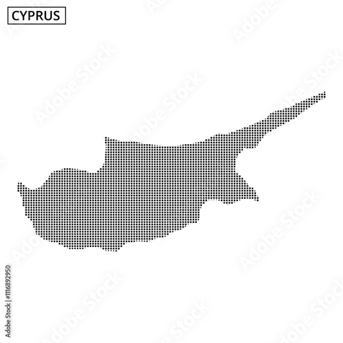 Detailed map outline of Cyprus created using a dot pattern design technique