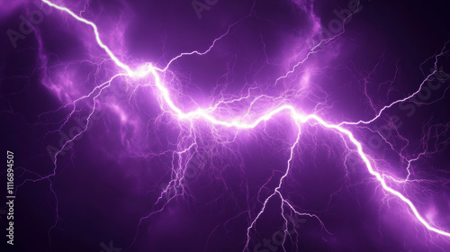 vibrant display of purple lightning illuminates dark sky, showcasing raw power and beauty of nature electric phenomenon