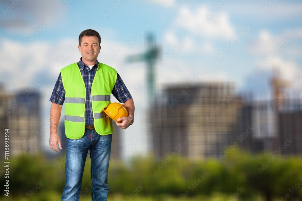 Naklejka premium Engineering people at work at construction site.