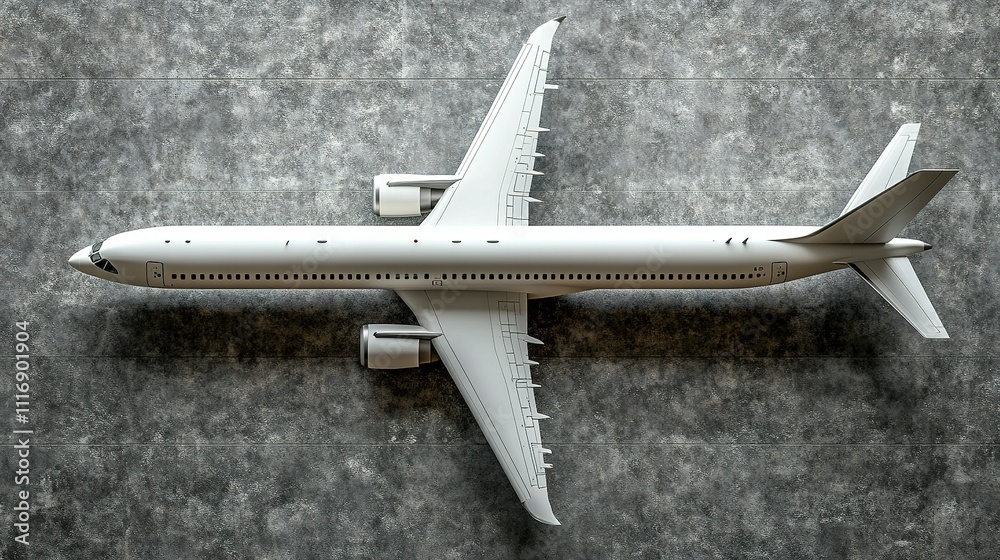 White Airplane Viewed From Directly Above White Airplane Viewed From Directly Above