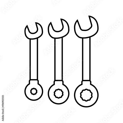 wrench set car repair tool line icon vector. wrench set car repair tool sign. isolated contour symbol black illustration