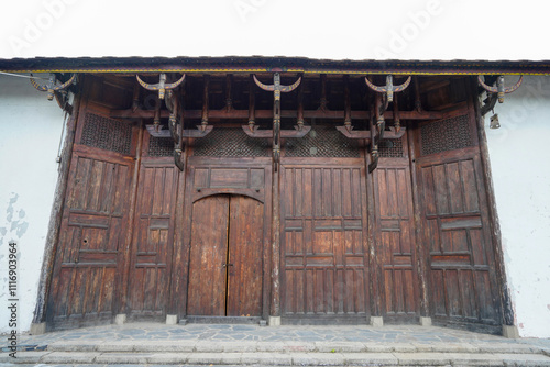 Obraz na płótnie Architectural Scenery of Yi Village in China Ethnic Museum w salonie