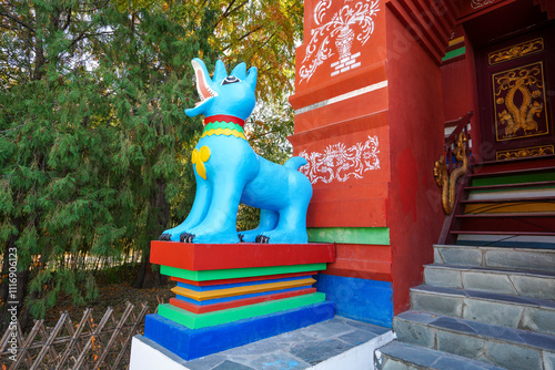 Jingzhen Octagonal Pavilion Sculpture in Dai Scenic Area of China Ethnic Museum photo