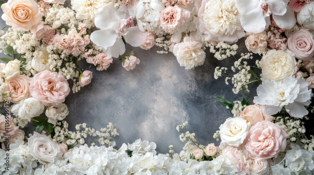 Floral Frame, White & Pink Roses Floral Frame, White & Pink Roses