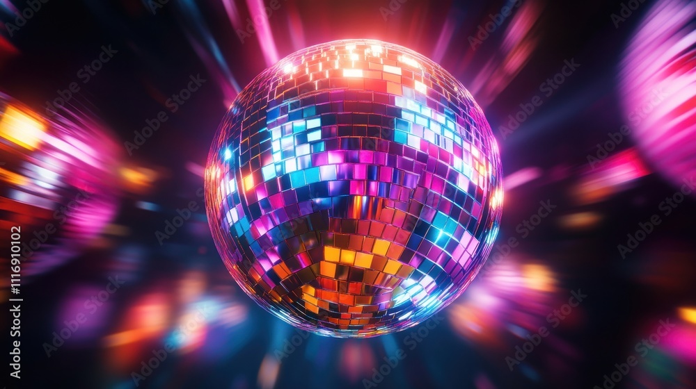 Disco Ball With Neon Lights Disco Ball With Neon Lights