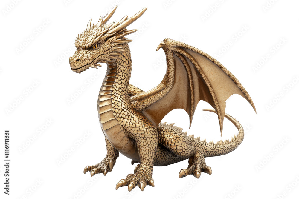 Fototapeta premium Epic dragon figurine display fantasy realm 3d model artistic environment close-up viewpoint