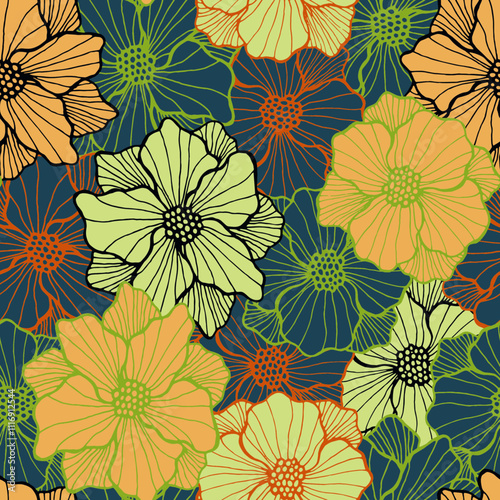 Contrast peony bloom periodic sample. Organic floral background. Peony blosso...