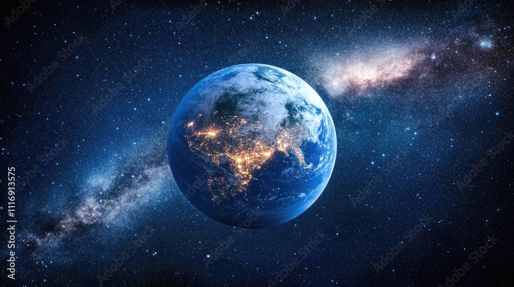 Earth Planet Nightlights Milky Way Galaxy Space Earth Planet Nightlights Milky Way Galaxy Space