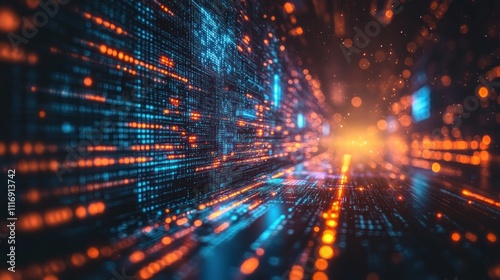 Wallpaper Mural Abstract digital background with binary code and glowing lights, representing the future of technology and innovation. Torontodigital.ca