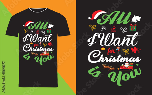 typography t shirt design "all i want for christmas is you