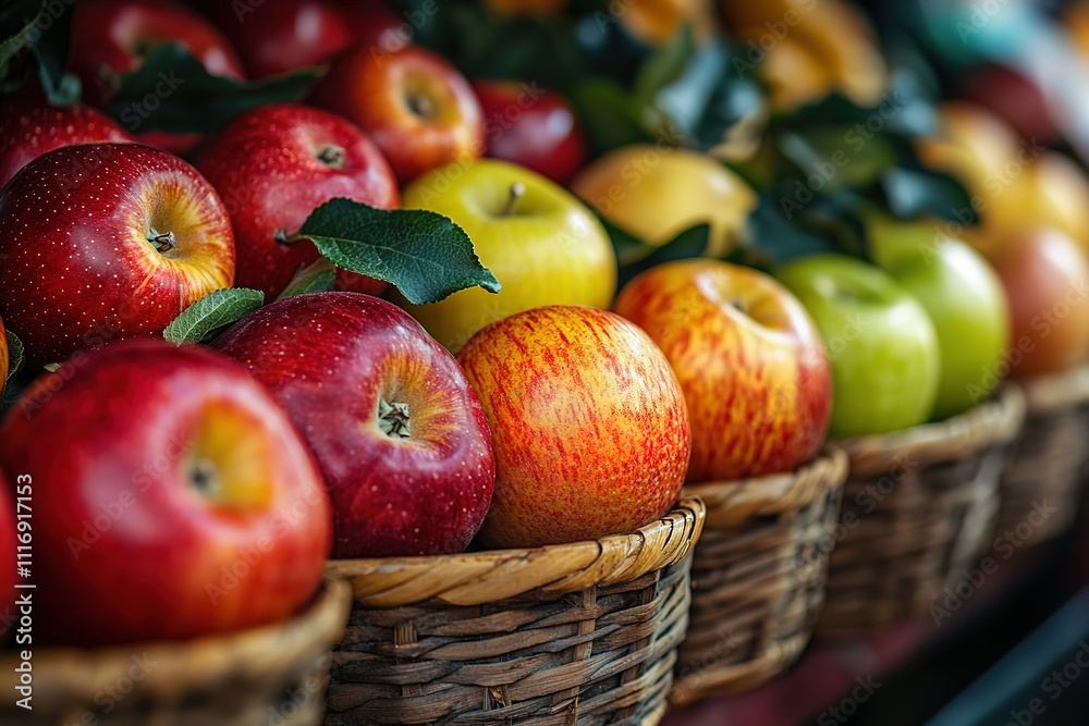 A crate of apples is labeled with the word A crate of apples is labeled with the word