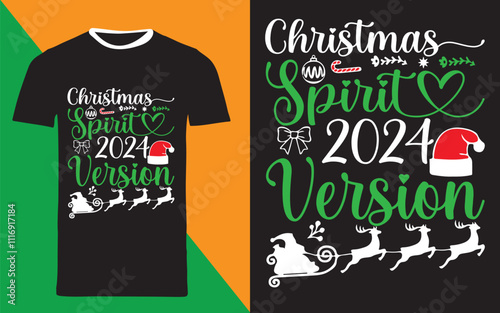 typography t shirt design "christmas spirit 2024 version