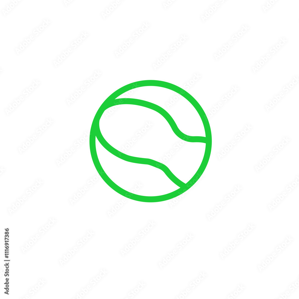 Tennis ball with simple green line art, sport icon, outline Tennis ball with simple green line art, sport icon, outline