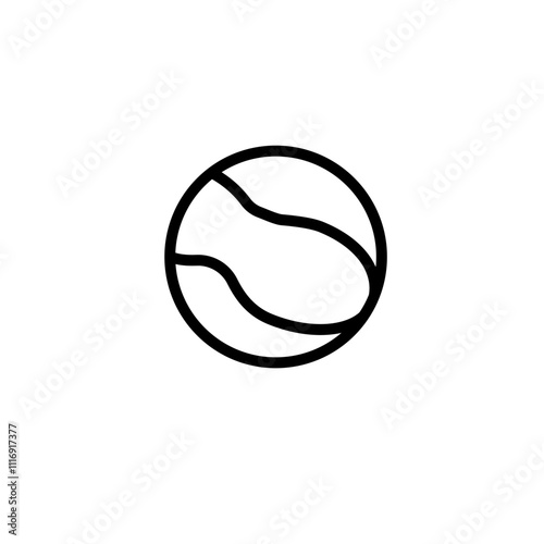 Tennis ball with simple line art, sport icon, outline
