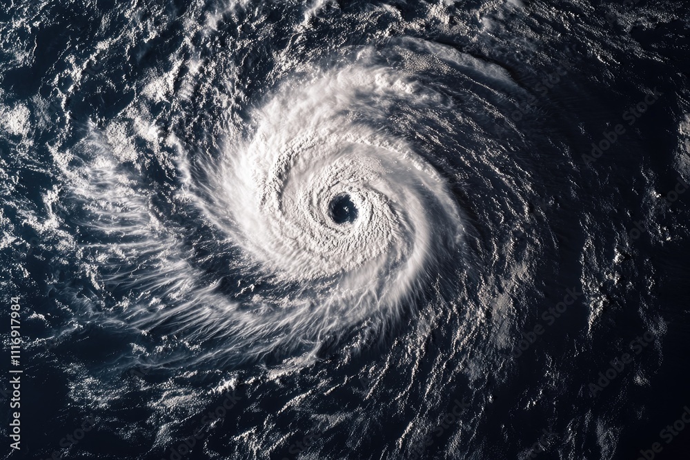 Aerial View of a Powerful Hurricane Over the Ocean Aerial View of a Powerful Hurricane Over the Ocean