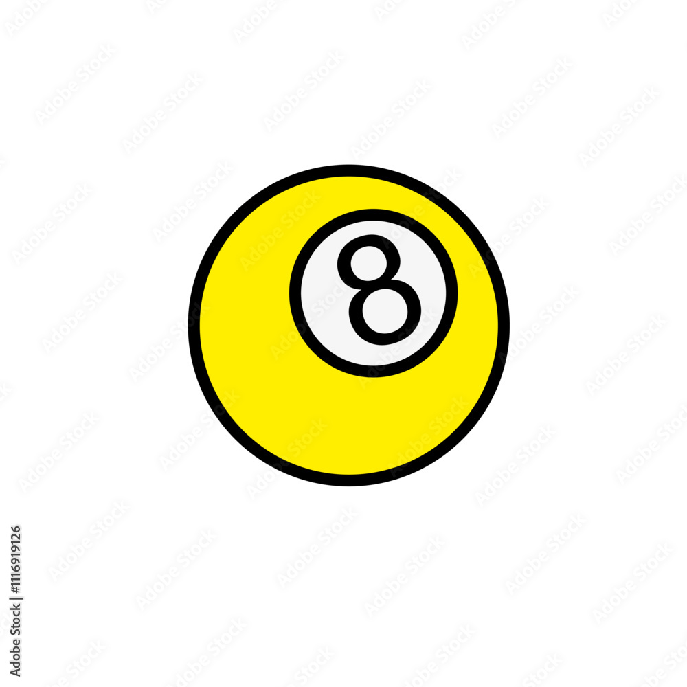 Billiard ball with simple yellow colour, sport ball icon Billiard ball with simple yellow colour, sport ball icon