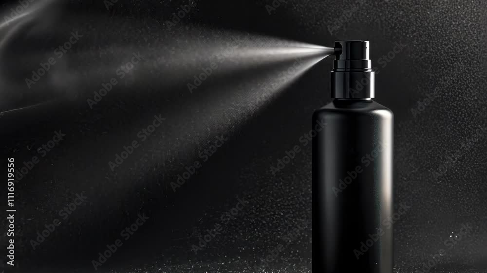 Black Spray Bottle with Mist, Elegant Product Photography