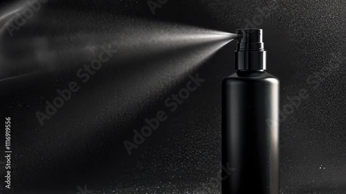Black Spray Bottle with Mist, Elegant Product Photography