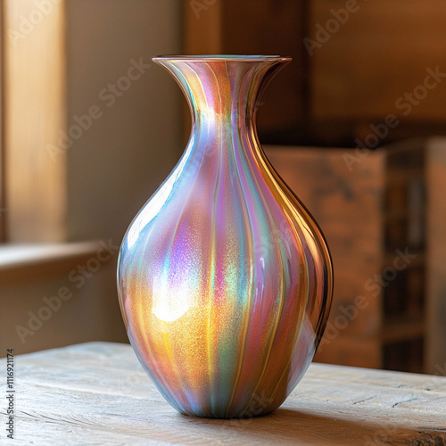 A shimmering iridescent glass vase the shifti photo