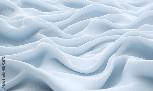 A smooth, flowing texture resembling soft fabric or waves in light blue tones.