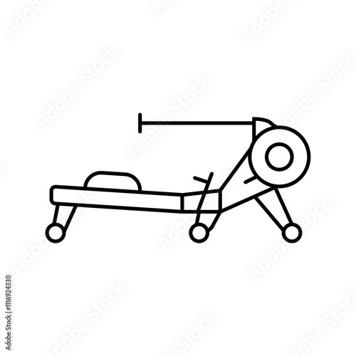 rowing machine fitness tool line icon vector. rowing machine fitness tool sign. isolated contour symbol black illustration