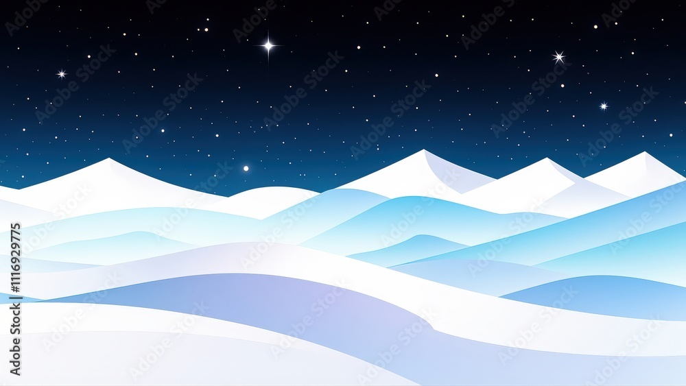 Fototapeta premium The tranquil night view of snow capped mountains