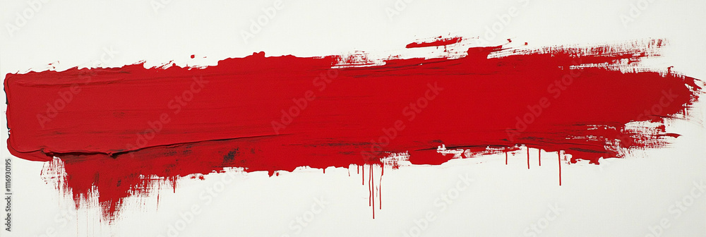 Bright Red Horizontal Paint Stroke on White Canvas Bright Red Horizontal Paint Stroke on White Canvas