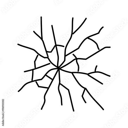 fractured glass fracture line icon vector. fractured glass fracture sign. isolated contour symbol black illustration