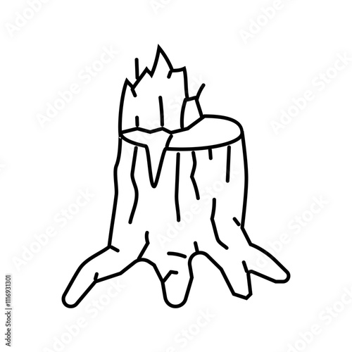 splintered wood fracture line icon vector. splintered wood fracture sign. isolated contour symbol black illustration