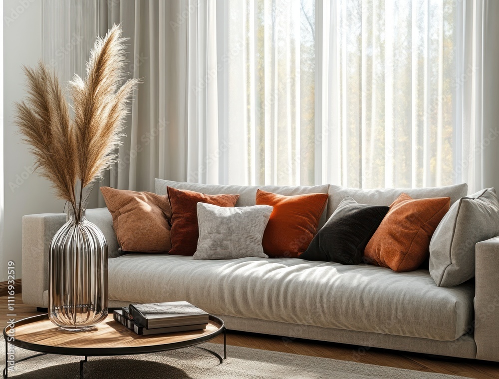 Modern Living Room Poster Mockup Minimalist Scandinavian Design Interior Display