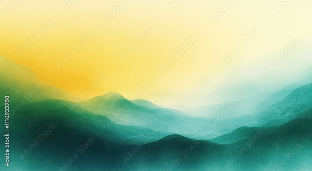 Obraz premium Soft Abstract Landscape with Gradient Colors Yellow Green Blue Orange Ethereal Minimalistic Background Texture