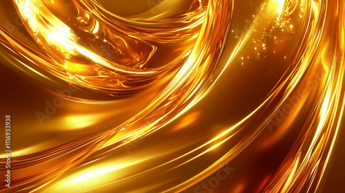 Abstract concept showcasing flowing golden liquid with shimmering highlights in vibrant detail